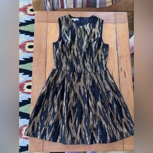 Michael Kors 14 black & metallic ikat party dress made in Italy Pockets Lined